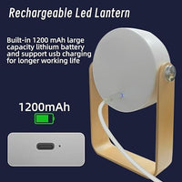 4-in-1 Foldable Table Lamp, USB Rechargeable LED Light, Wooden Handle Portable Lantern Light and Flashlight