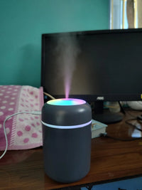 Colorful Mini Humidifier – USB Portable Cool Mist Diffuser with LED Mood Light | Compact Aroma Air Purifier for Bedroom, Car & Desk
