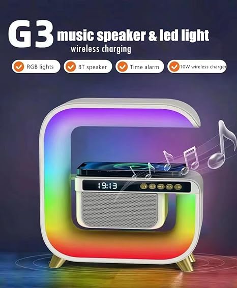 RGB LED Speaker Rgb Night Lamp with app Wireless Charger Alarm Clock Desk Lamp Wireless Charging Wakeup Light - Kalesh Monk