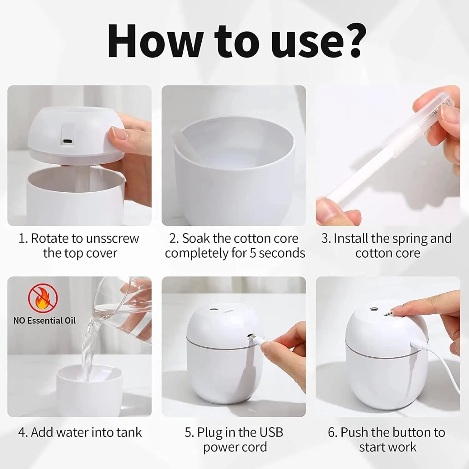 Egg-Shaped Humidifier – Cool Mist Air Diffuser with LED Light | USB Portable Mini Aroma Humidifier for Bedroom, Desk & Home Decor