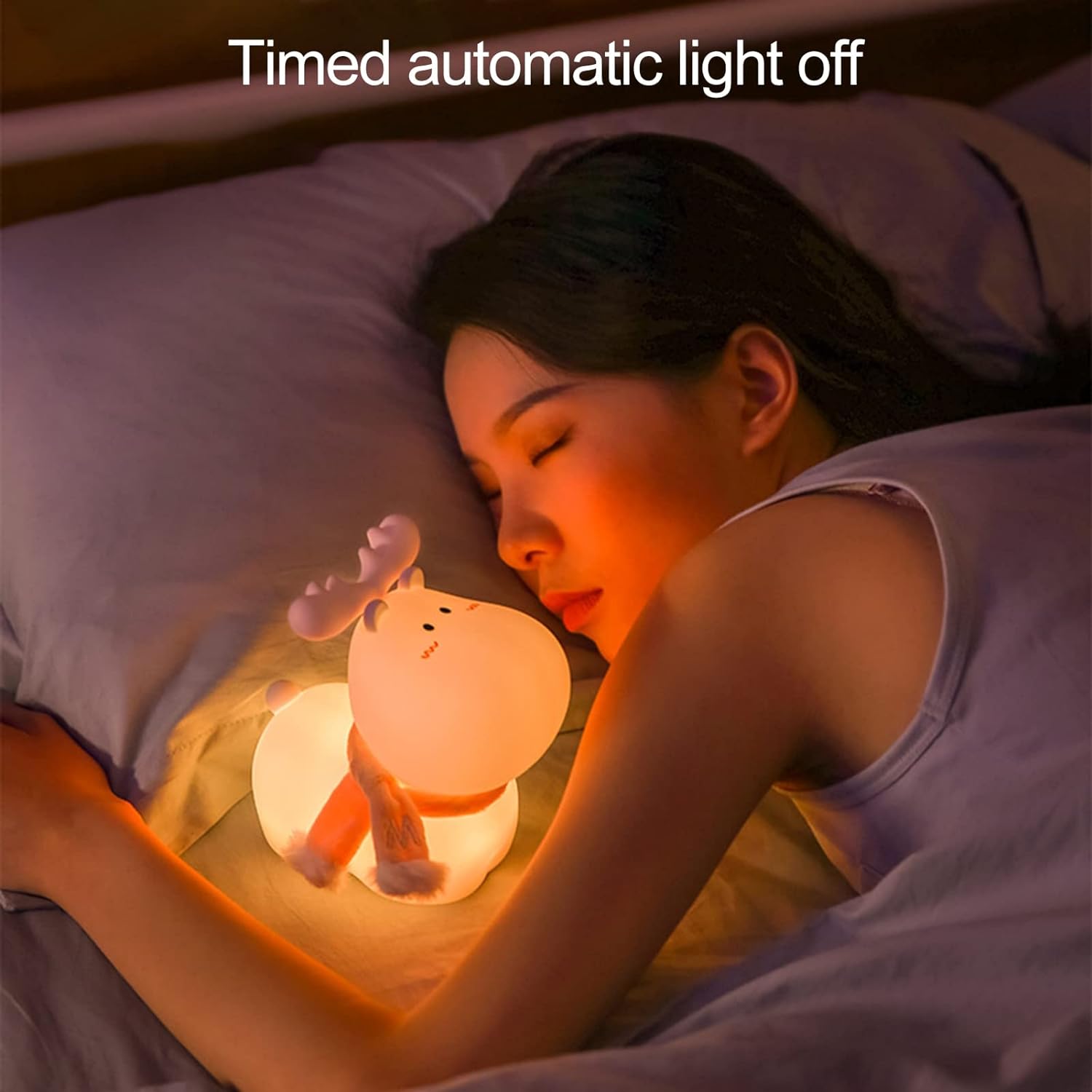 LED Night Light for Kids, Adorable Little Deer Silicone Night Light, USB Charging Colorful Night Lamp for Bedroom Baby Room Pink - Kalesh Monk