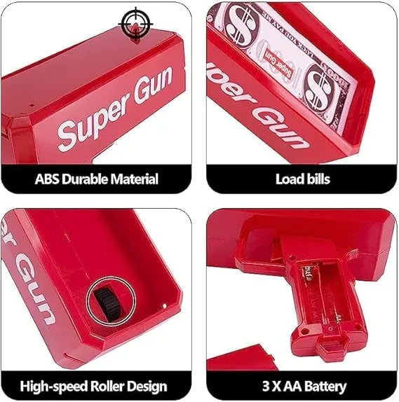 Supreme Style Money Gun – Cash Blaster Toy with Fake Dollar Bills | Ultimate Party Prop for Weddings, Birthdays, Bachelor Nights & Celebrations