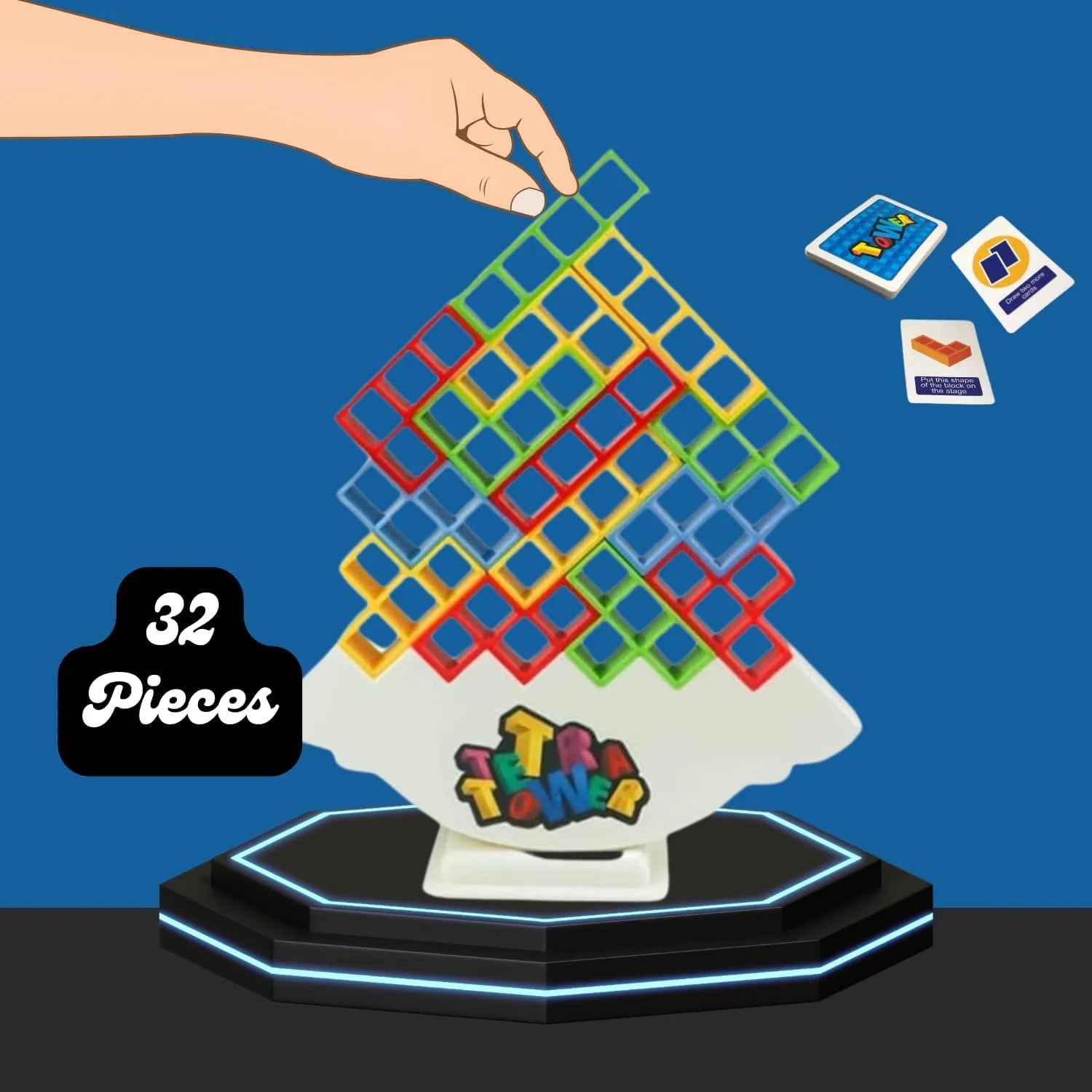 Tetra Tower Balance Game – Wobbly Block Stacking Challenge for Party Nights | Fun Skill Game for Adults, Kids & Family Game Nights