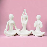 Yoga Girl Statue | Set of 3 | Minimalist Ceramic Meditation Thinker Sculpture | Decorative | Yoga Statues