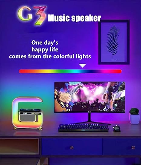 RGB LED Speaker Rgb Night Lamp with app Wireless Charger Alarm Clock Desk Lamp Wireless Charging Wakeup Light - Kalesh Monk