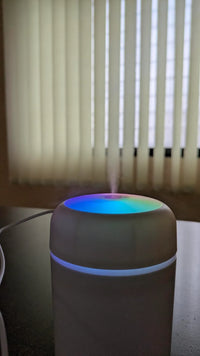 Colorful Mini Humidifier – USB Portable Cool Mist Diffuser with LED Mood Light | Compact Aroma Air Purifier for Bedroom, Car & Desk