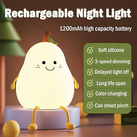 Cute Silicone Pear LED Night Lamp - Kalesh Monk