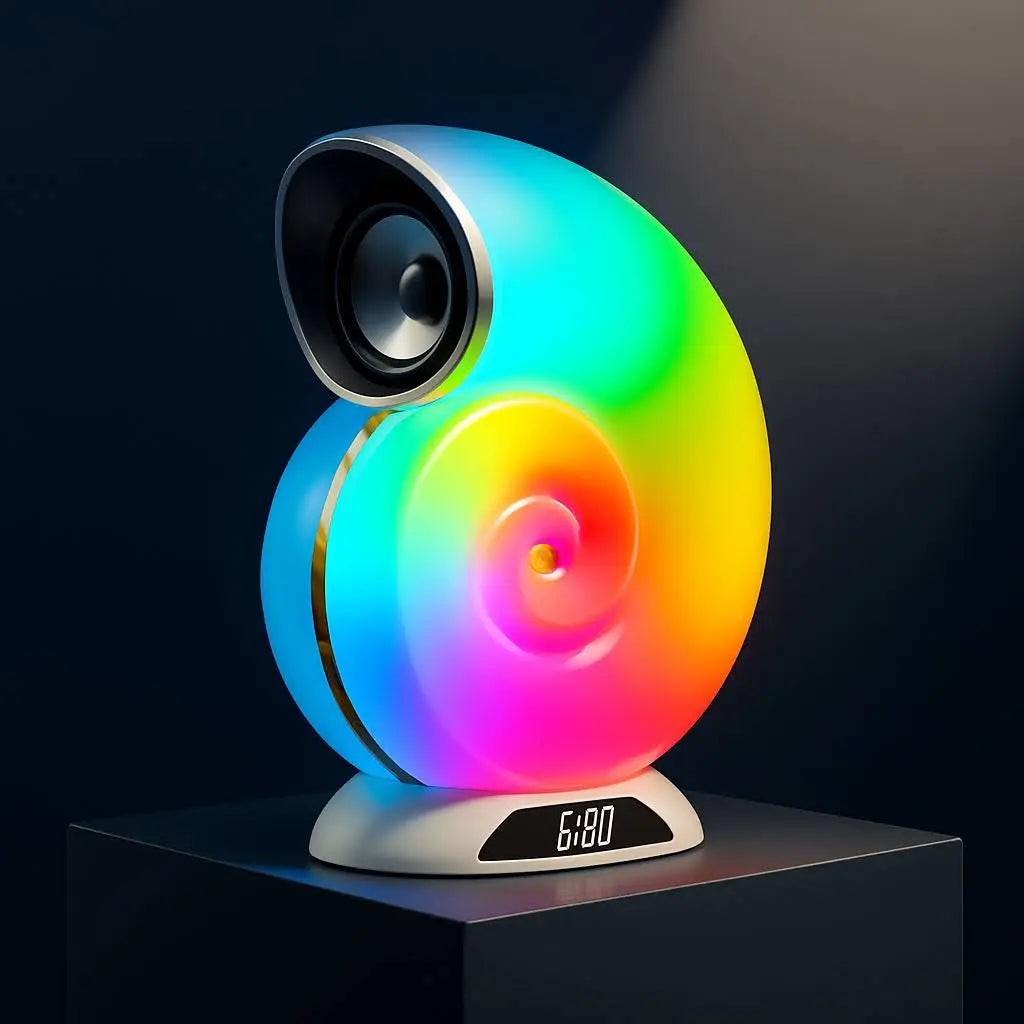 Conch Music Light Lamp, Desktop Smart Speaker Atmosphere Light, Alarm Clock Wake Up Light, Symphony Dynamic Smart Night Light Table Lamp, APP Control Light Adjustment with 2000mAh Battery - Kalesh Monk