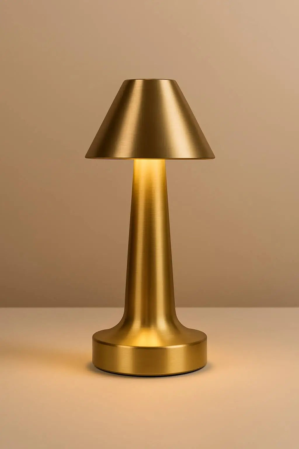 Mushroom Rechargeable LED Table Lamp – Touch Control, Cordless, Dimmable Desk & Bedside Light with Brushed Metal Finish - Kalesh Monk