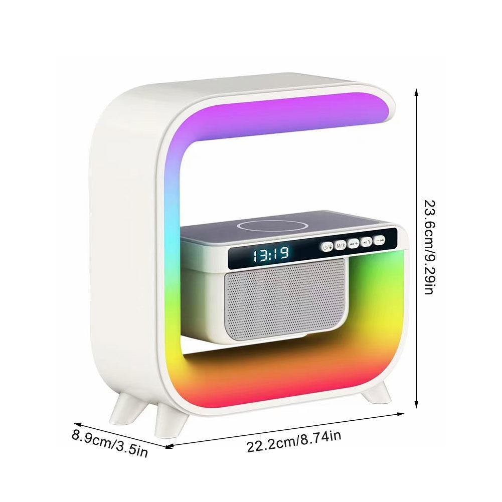 RGB LED Speaker Rgb Night Lamp with app Wireless Charger Alarm Clock Desk Lamp Wireless Charging Wakeup Light - Kalesh Monk