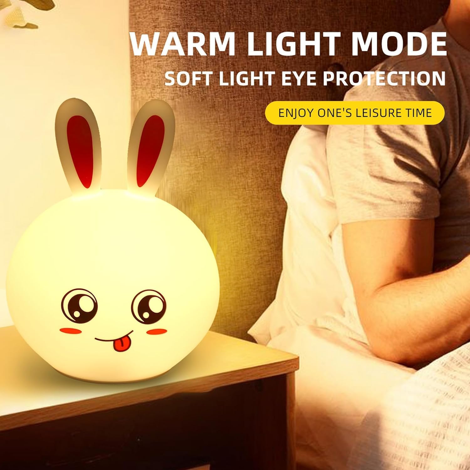 Rabbit Silicone Night Light - Color Changing LED Cute Lamp with Touch Sensor Control - Kalesh Monk