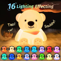 Bear Night Light for Kids,16 Colour Changing Baby Night Light