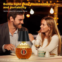 Wireless Bottle Lamp, New 3 Color Rechargeable Wine Bottle Lights, Bottle Lamp Shade with Touch Dimming for Bedroom, Bar, Restaurants and Outdoor Use (Black)