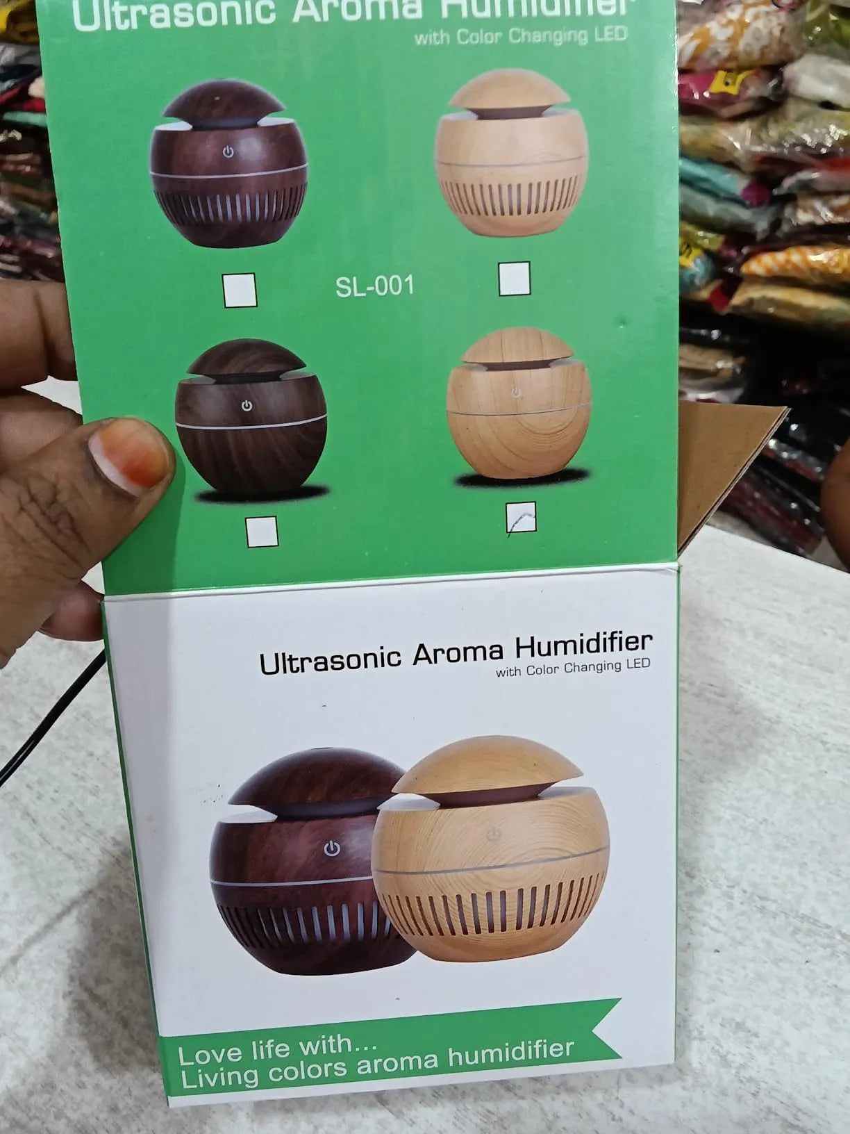 Dark Wood Grain Humidifier – USB Aroma Diffuser with Cool Mist & LED Light | Essential Oil Air Purifier for Bedroom, Office & Home Decor