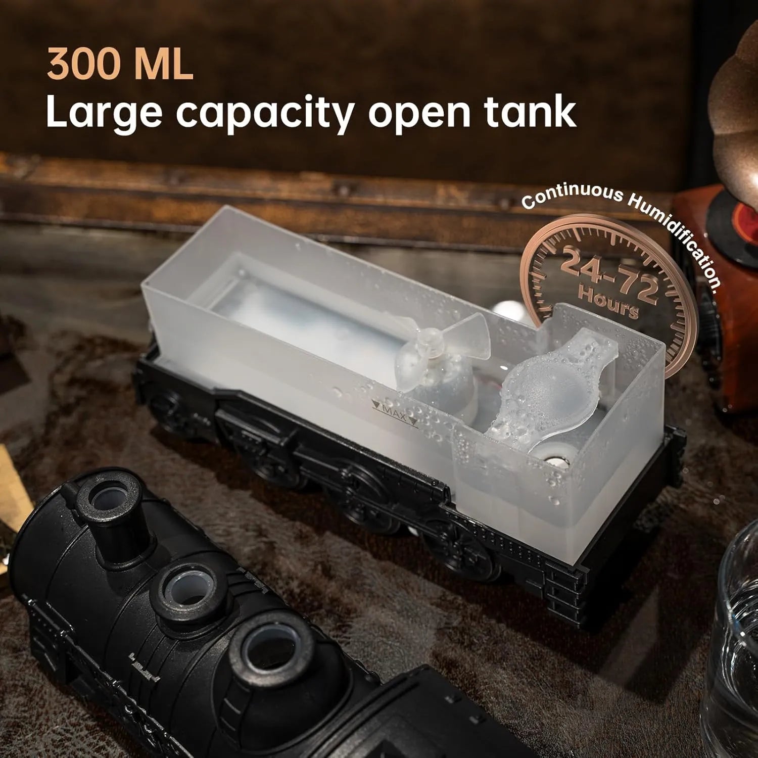 Train Humidifier with LED Steam Effect – Cute Aromatherapy Diffuser & Night Light | USB Rechargeable Cool Mist Air Purifier for Home & Desk