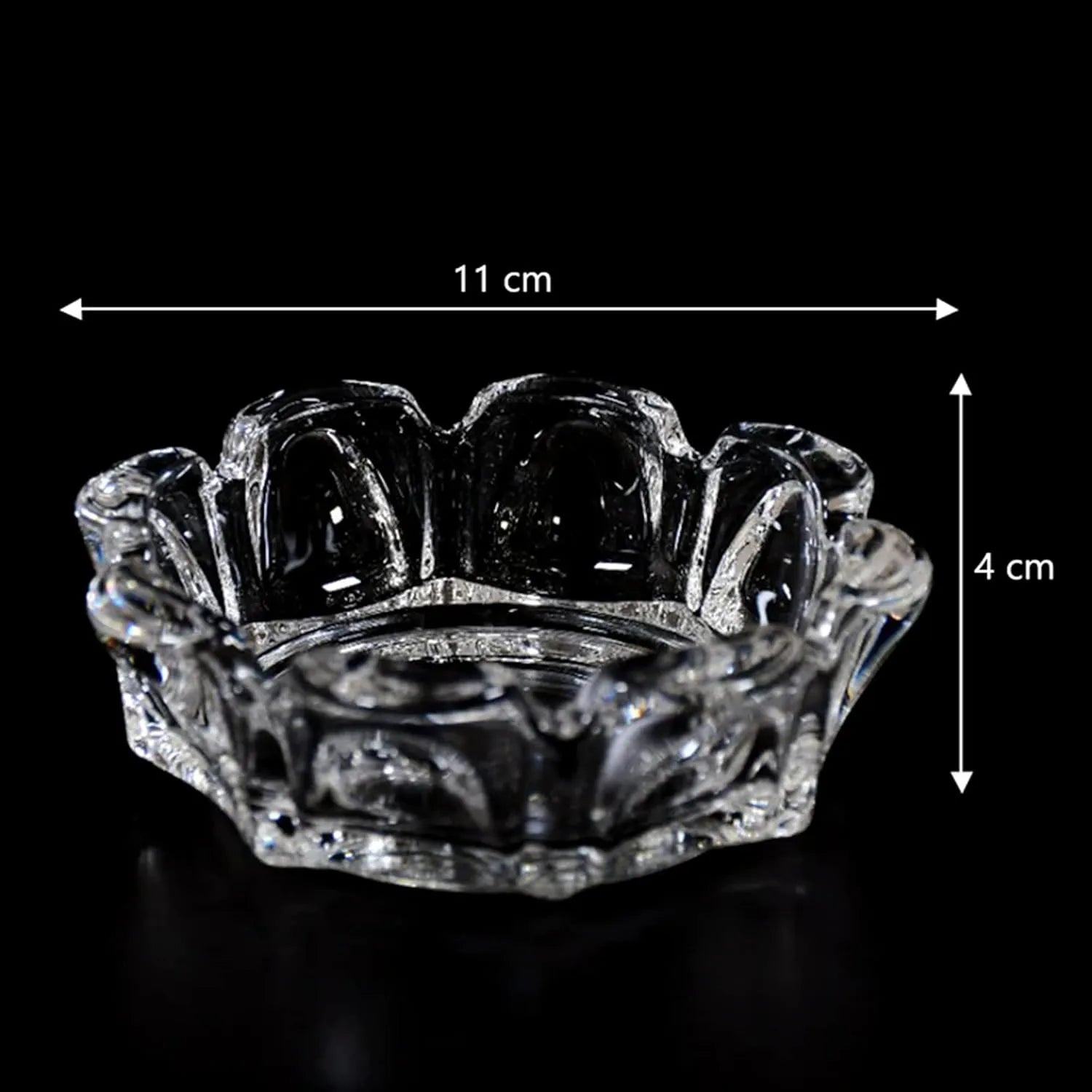 Luxury Crystal Glass Ashtray – Heavy Round Design for Tabletop, Bar, Lounge & Party Decor