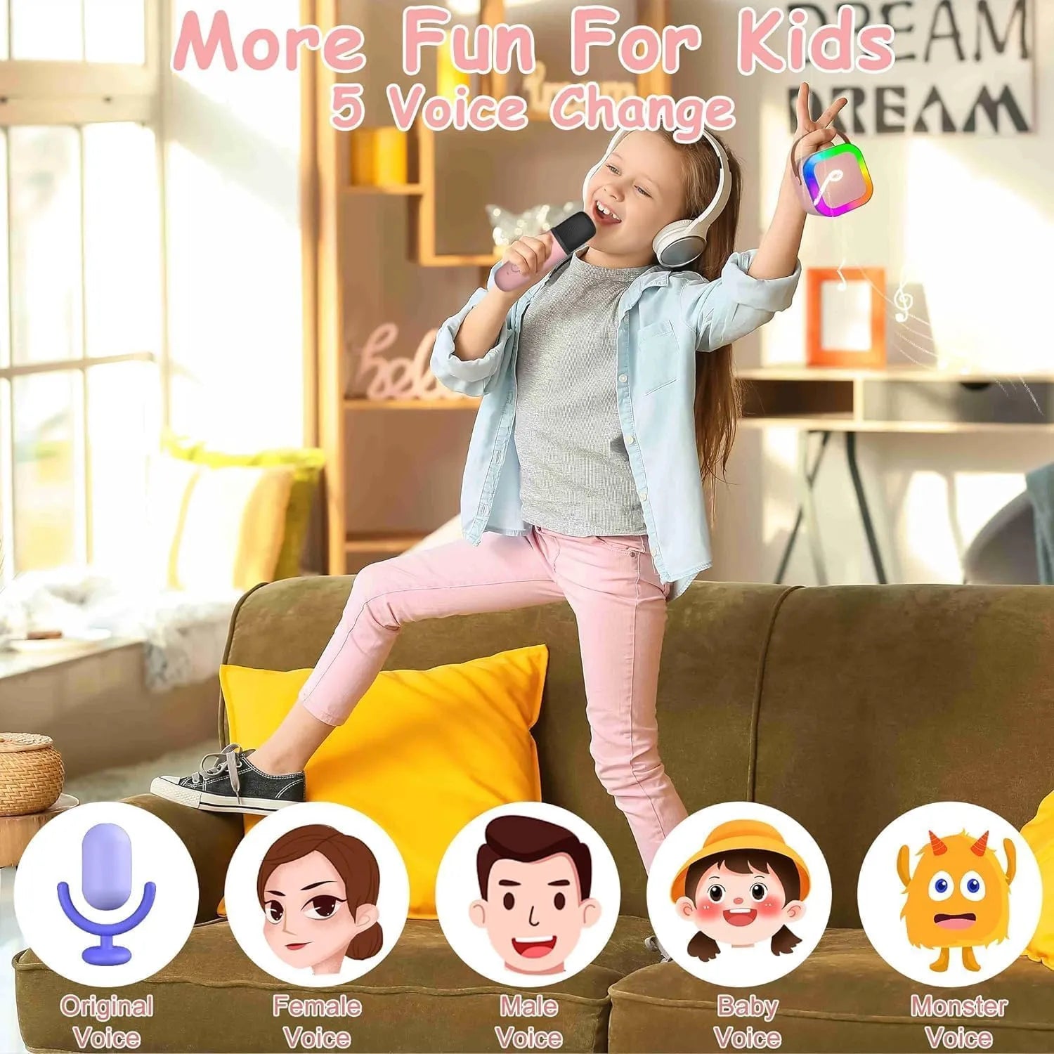 Rechargeable Wireless Karaoke Microphone with Built-in Bluetooth Speaker – 5-in-1 Mic for Singing, Parties, Family Fun & Travel