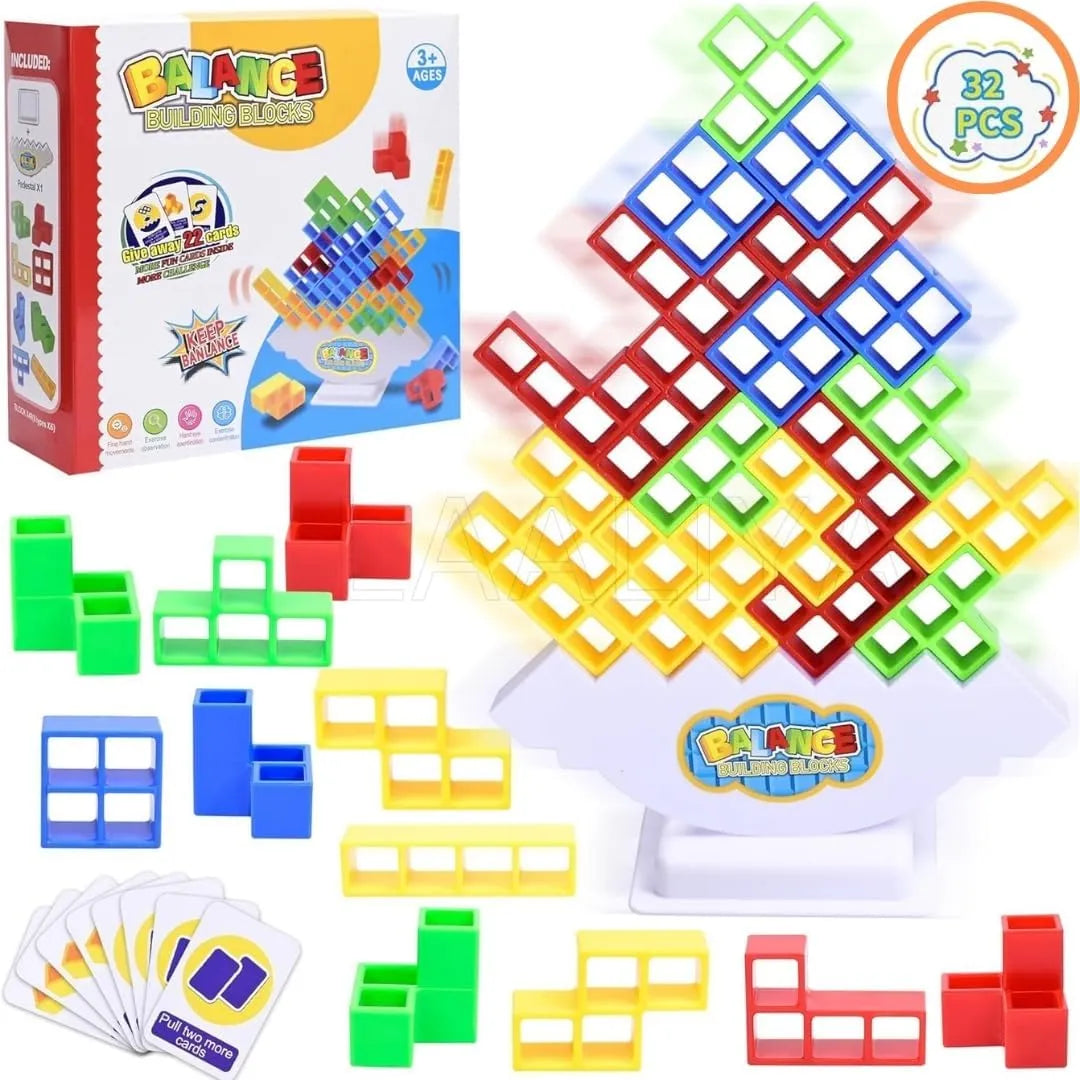 Tetra Tower Balance Game – Wobbly Block Stacking Challenge for Party Nights | Fun Skill Game for Adults, Kids & Family Game Nights