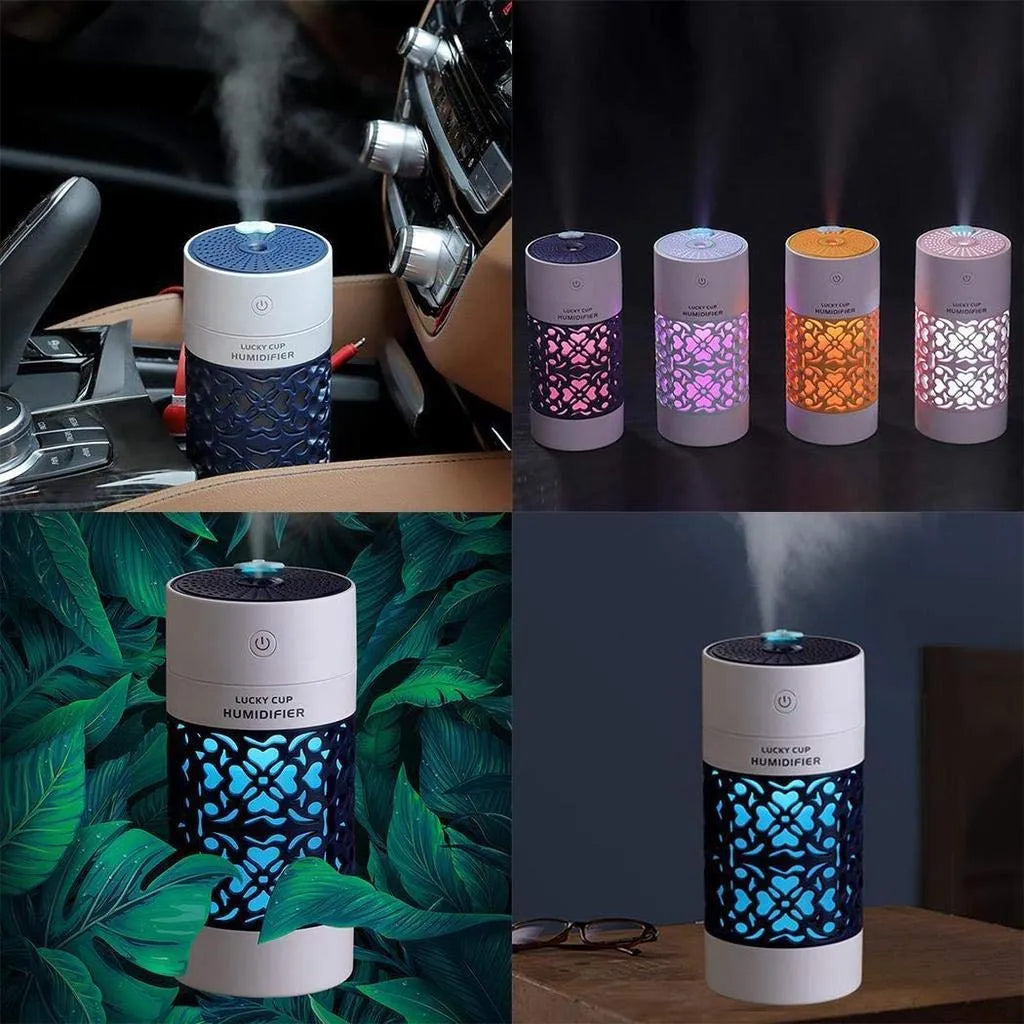 Magic Cup Humidifier – USB Portable Cool Mist Diffuser with LED Light | Mini Aroma Air Purifier for Desk, Car & Home Decor