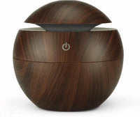 Dark Wood Grain Humidifier – USB Aroma Diffuser with Cool Mist & LED Light | Essential Oil Air Purifier for Bedroom, Office & Home Decor