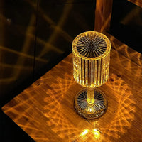 Crystal Touch Table Lamp – Cordless & Rechargeable | Dimmable LED Night Light with Diamond Cut Glass Body for Romantic Vibes, Party Decor & Bedroom Glow