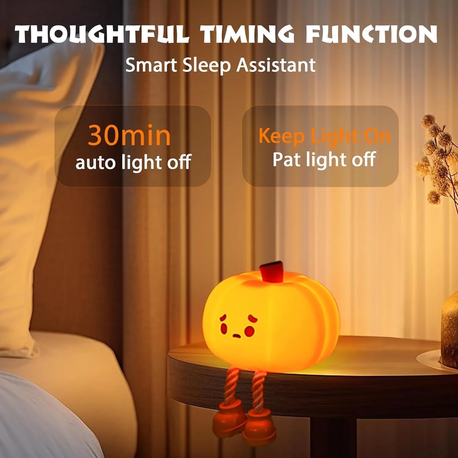 Pumpkin LED Lamp – Rechargeable Silicone Night Light for Gifting & Bedroom