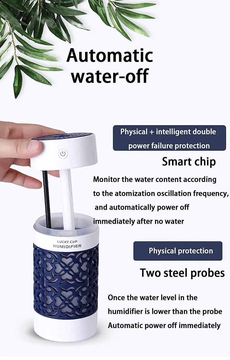 Magic Cup Humidifier – USB Portable Cool Mist Diffuser with LED Light | Mini Aroma Air Purifier for Desk, Car & Home Decor