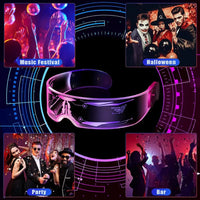 Luminous LED Futuristic Goggles for Party & Cosplay – Rechargeable Light Up Glasses for Rave, Festival, Halloween & Night Events