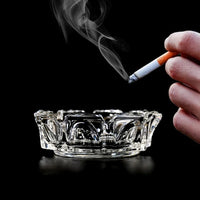 Luxury Crystal Glass Ashtray – Heavy Round Design for Tabletop, Bar, Lounge & Party Decor