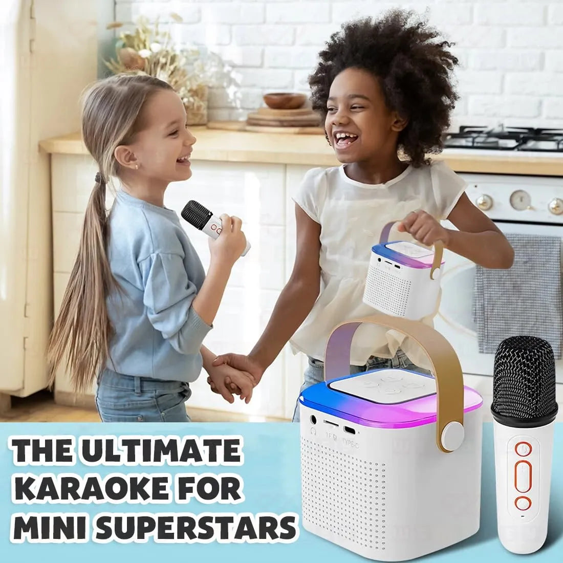 Rechargeable Wireless Karaoke Microphone with Built-in Bluetooth Speaker – 5-in-1 Mic for Singing, Parties, Family Fun & Travel