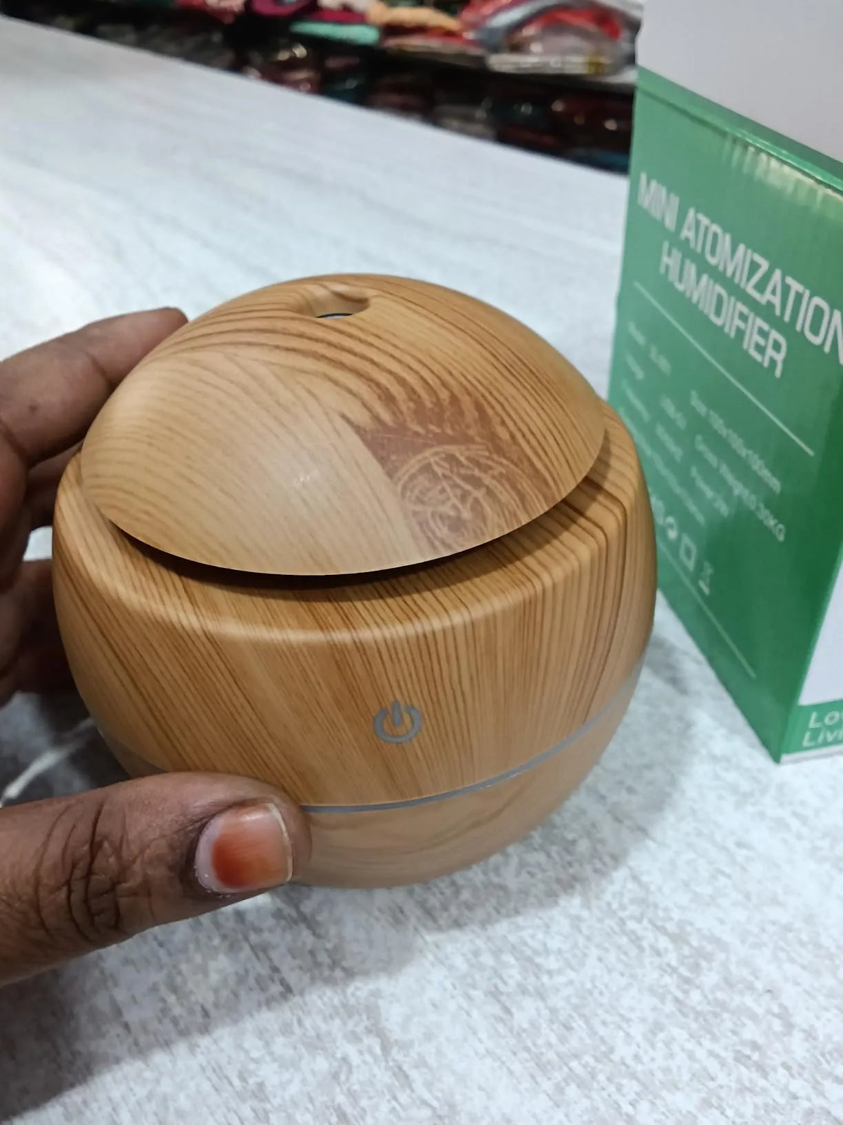 Dark Wood Grain Humidifier – USB Aroma Diffuser with Cool Mist & LED Light | Essential Oil Air Purifier for Bedroom, Office & Home Decor