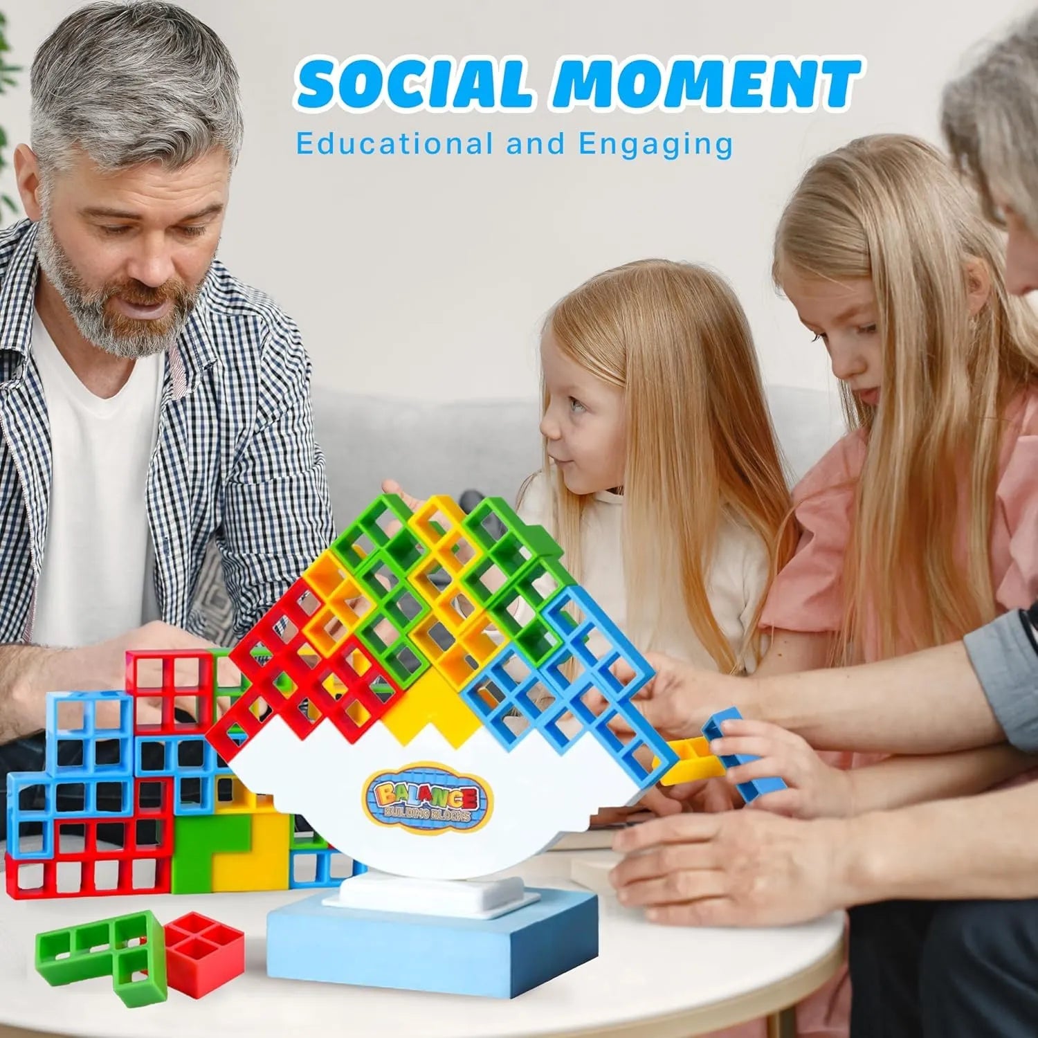 Tetra Tower Balance Game – Wobbly Block Stacking Challenge for Party Nights | Fun Skill Game for Adults, Kids & Family Game Nights