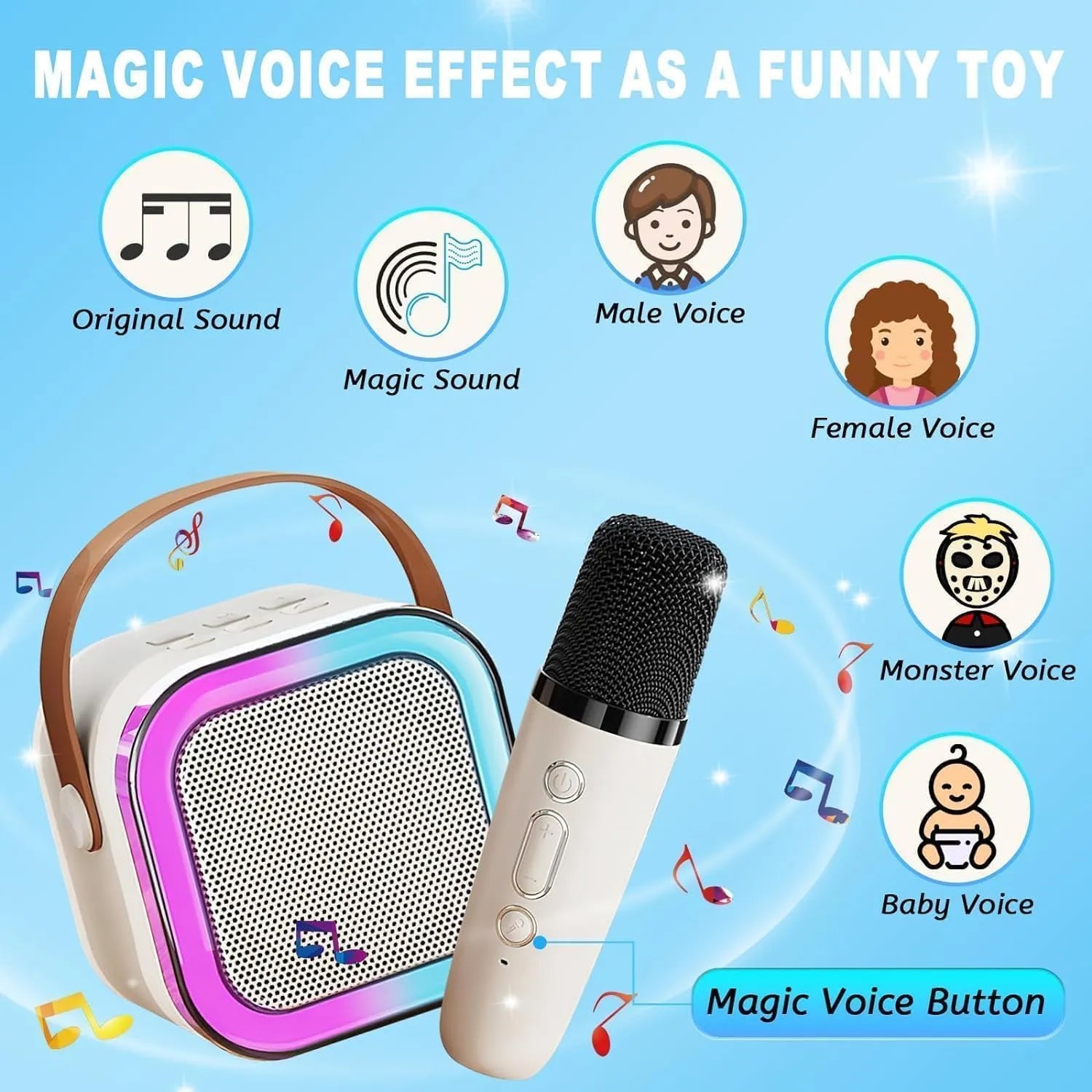 Rechargeable Wireless Karaoke Microphone with Built-in Bluetooth Speaker – 5-in-1 Mic for Singing, Parties, Family Fun & Travel