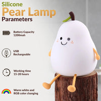 Cute Silicone Pear LED Night Lamp - Kalesh Monk