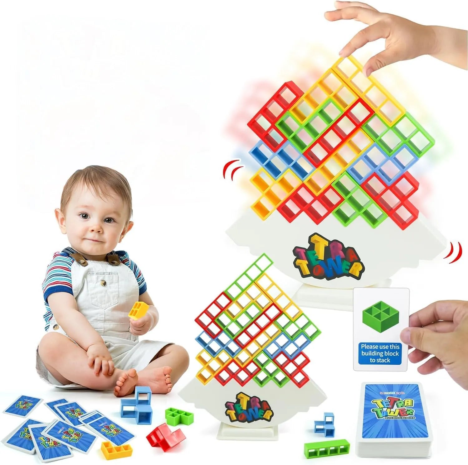 Tetra Tower Balance Game – Wobbly Block Stacking Challenge for Party Nights | Fun Skill Game for Adults, Kids & Family Game Nights