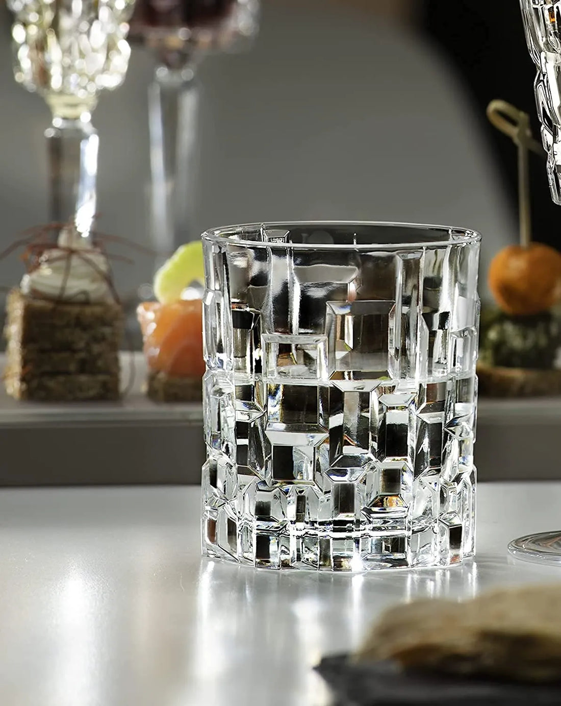 Double Old Fashioned Crystal Glass – 300ml (6 Piece) | Italian Cut Design Whisky & Cocktail Tumbler for Bar, Home, or Gifting