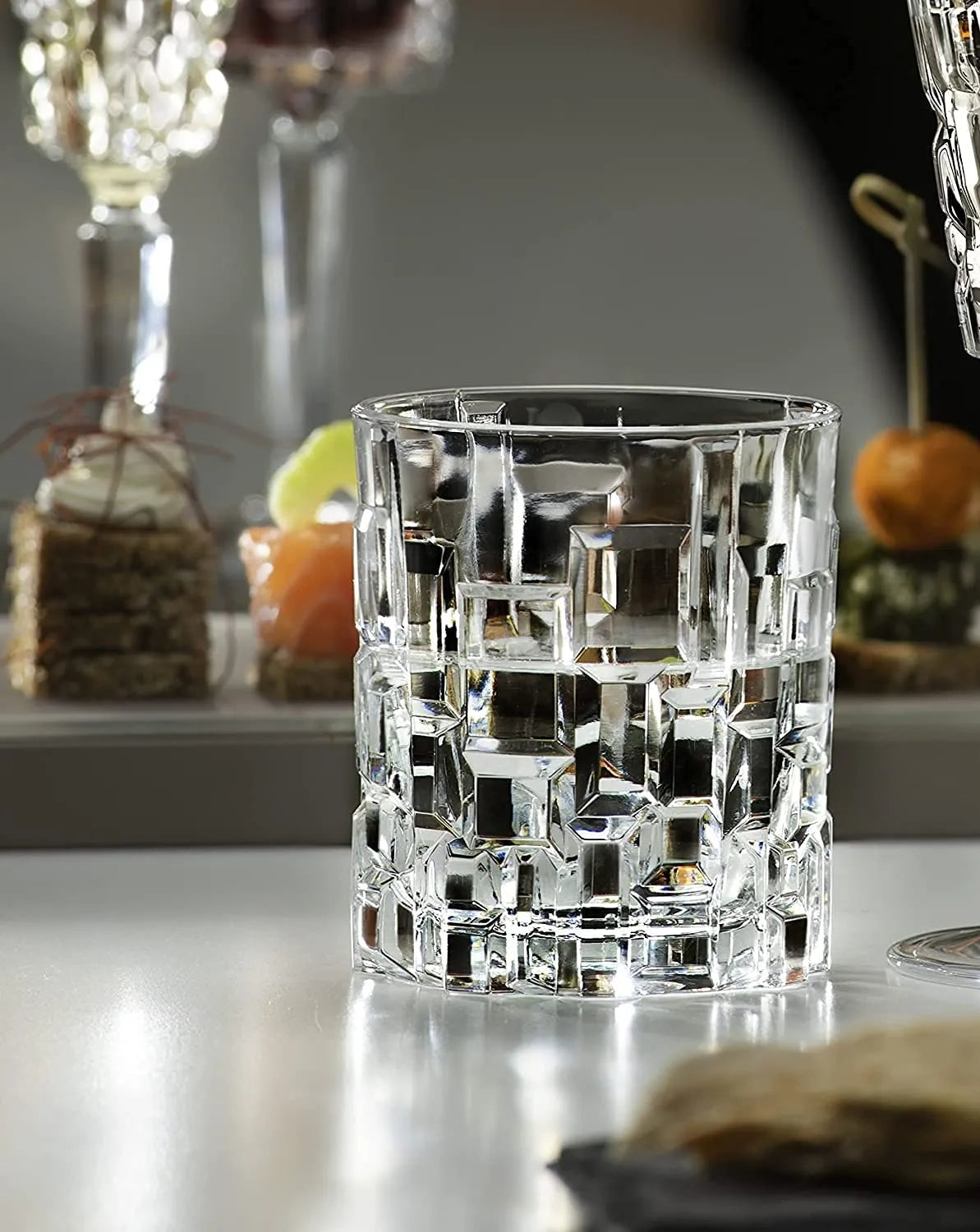 Double Old Fashioned Crystal Glass – 300ml (6 Piece) | Italian Cut Design Whisky & Cocktail Tumbler for Bar, Home, or Gifting
