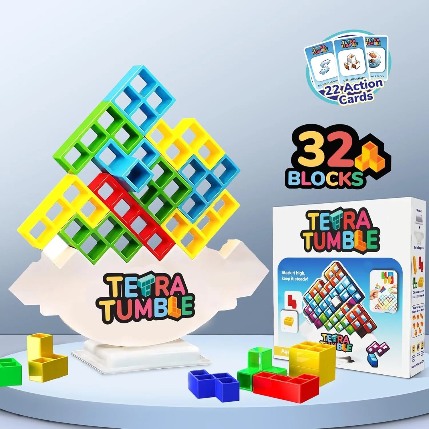 Tetra Tower Balance Game – Wobbly Block Stacking Challenge for Party Nights | Fun Skill Game for Adults, Kids & Family Game Nights