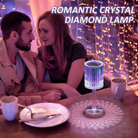 Crystal Touch Table Lamp – Cordless & Rechargeable | Dimmable LED Night Light with Diamond Cut Glass Body for Romantic Vibes, Party Decor & Bedroom Glow