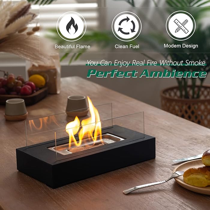 Rectangle Tabletop Fireplace Lamp