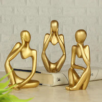 TIED RIBBONS Set of 3 Modern Art Man Showpiece Abstract Thinker Statue for Home Decor Items Decorative Showpiece - 13 cm