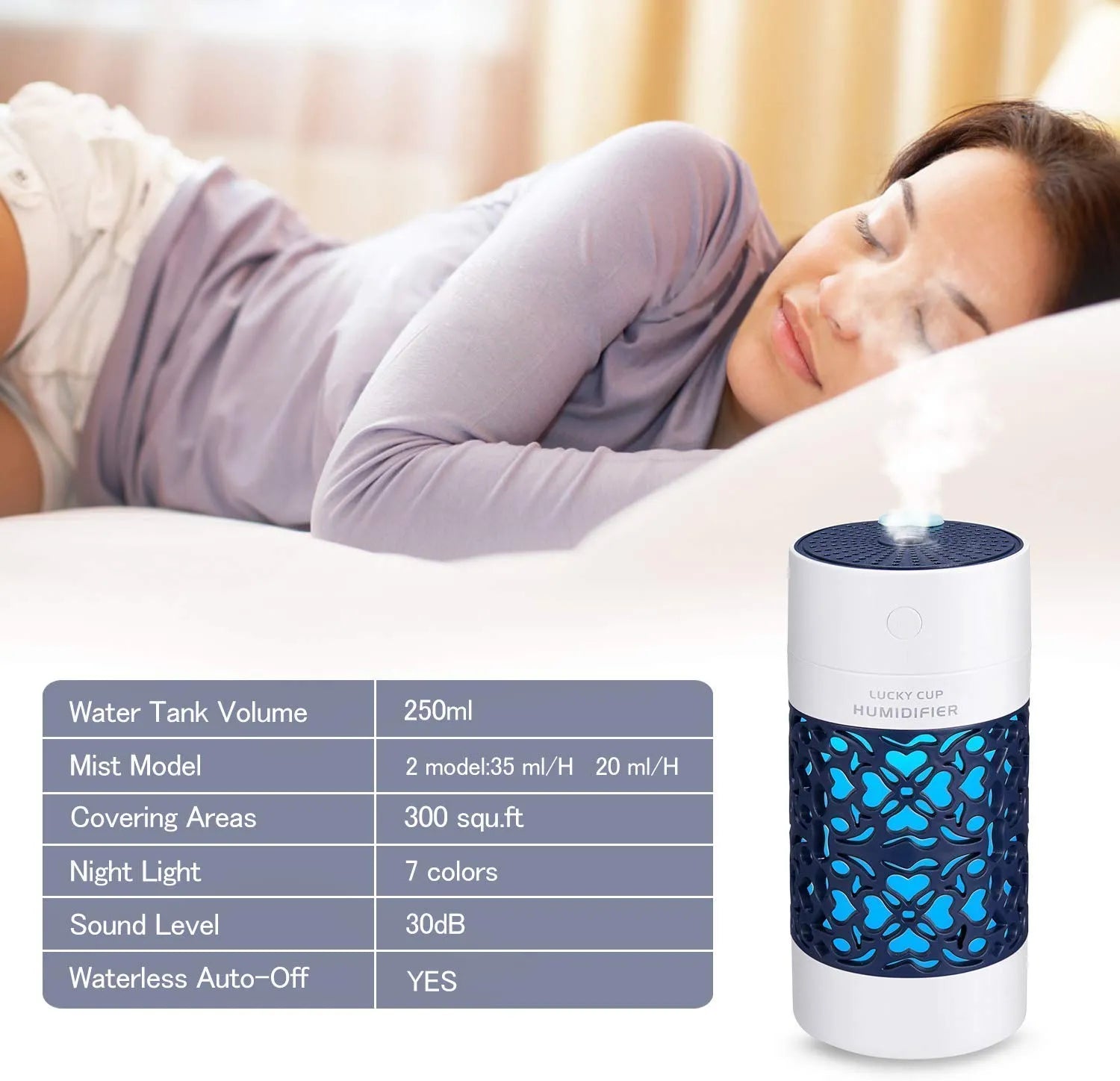 Magic Cup Humidifier – USB Portable Cool Mist Diffuser with LED Light | Mini Aroma Air Purifier for Desk, Car & Home Decor