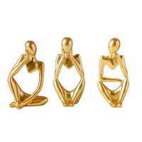 TIED RIBBONS Set of 3 Modern Art Man Showpiece Abstract Thinker Statue for Home Decor Items Decorative Showpiece - 13 cm