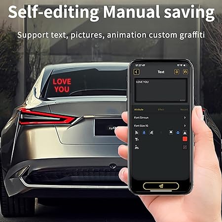 Smart Screen Display Frame, Car Rear Window LED Screen Light, Pattern Animation Scrolling Programmable LED Light , LED Screen, Portable Car Dashboard Screen , App control led Display Screen