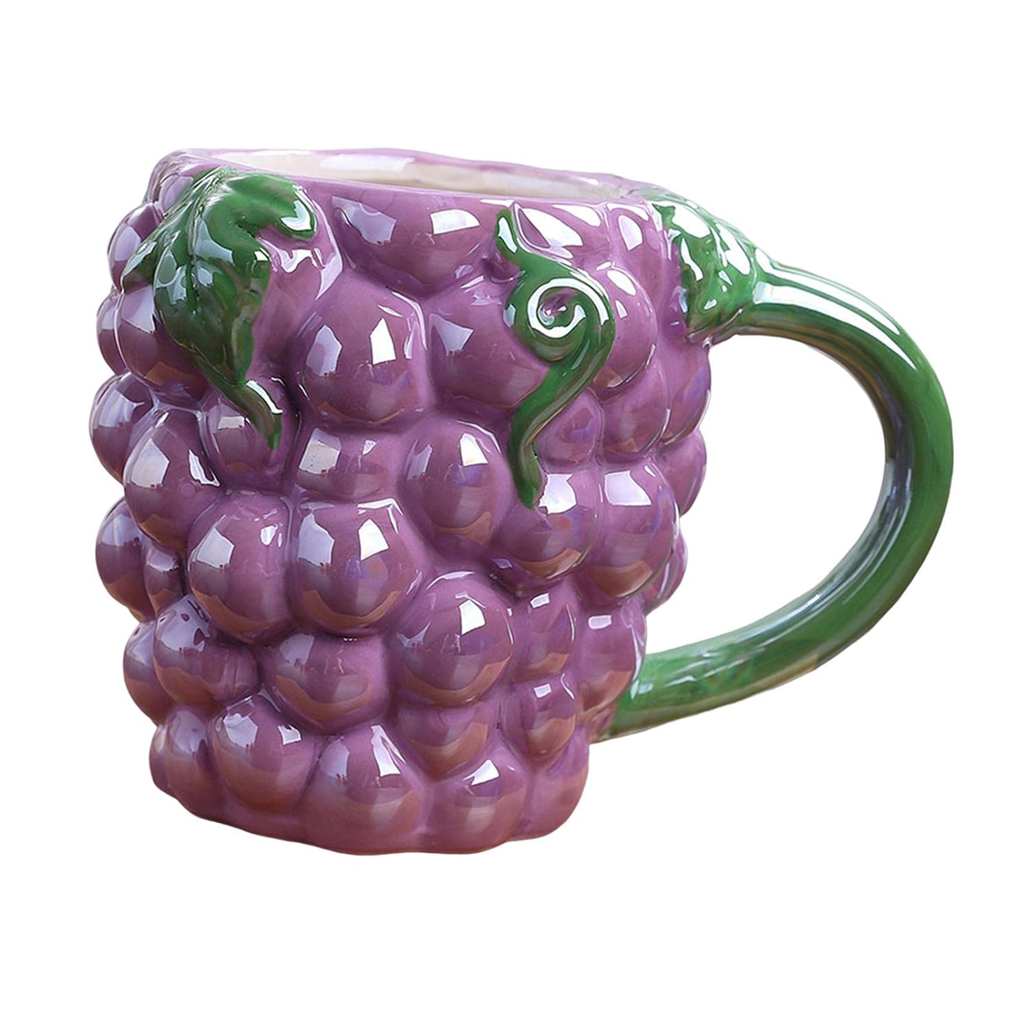 Grapes Ceramic Fruit Shape Glazed Ceramic Coffee Mug (450 ml) - Kalesh Monk