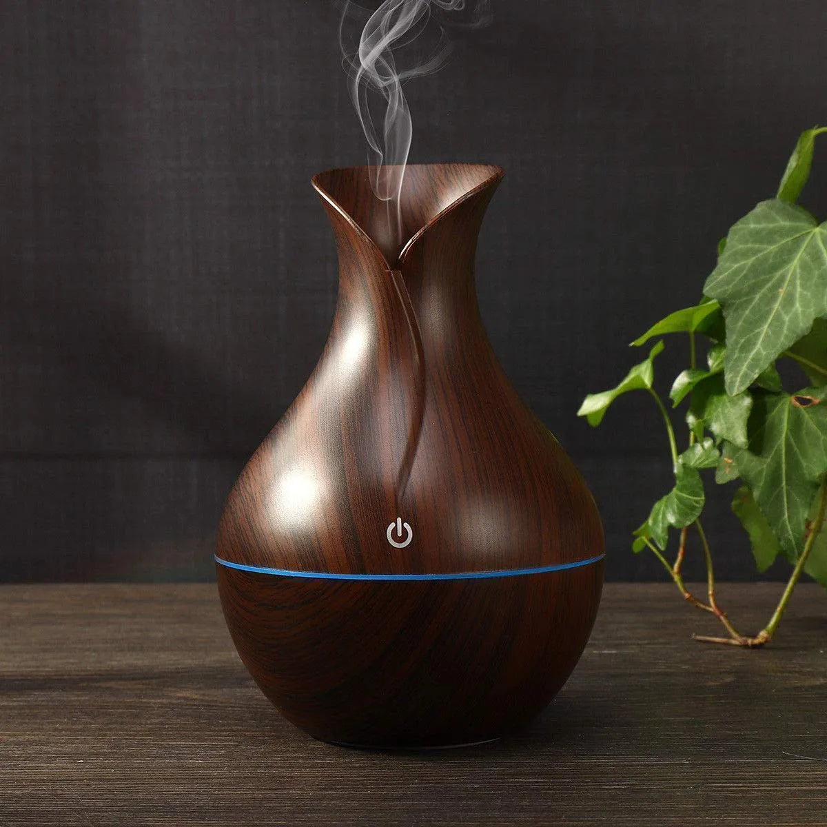 Wood Grain Aroma Humidifier – USB Cool Mist Diffuser with LED Light | Portable Essential Oil Air Purifier for Bedroom, Office & Home Decor