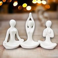 Yoga Girl Statue | Set of 3 | Minimalist Ceramic Meditation Thinker Sculpture | Decorative | Yoga Statues