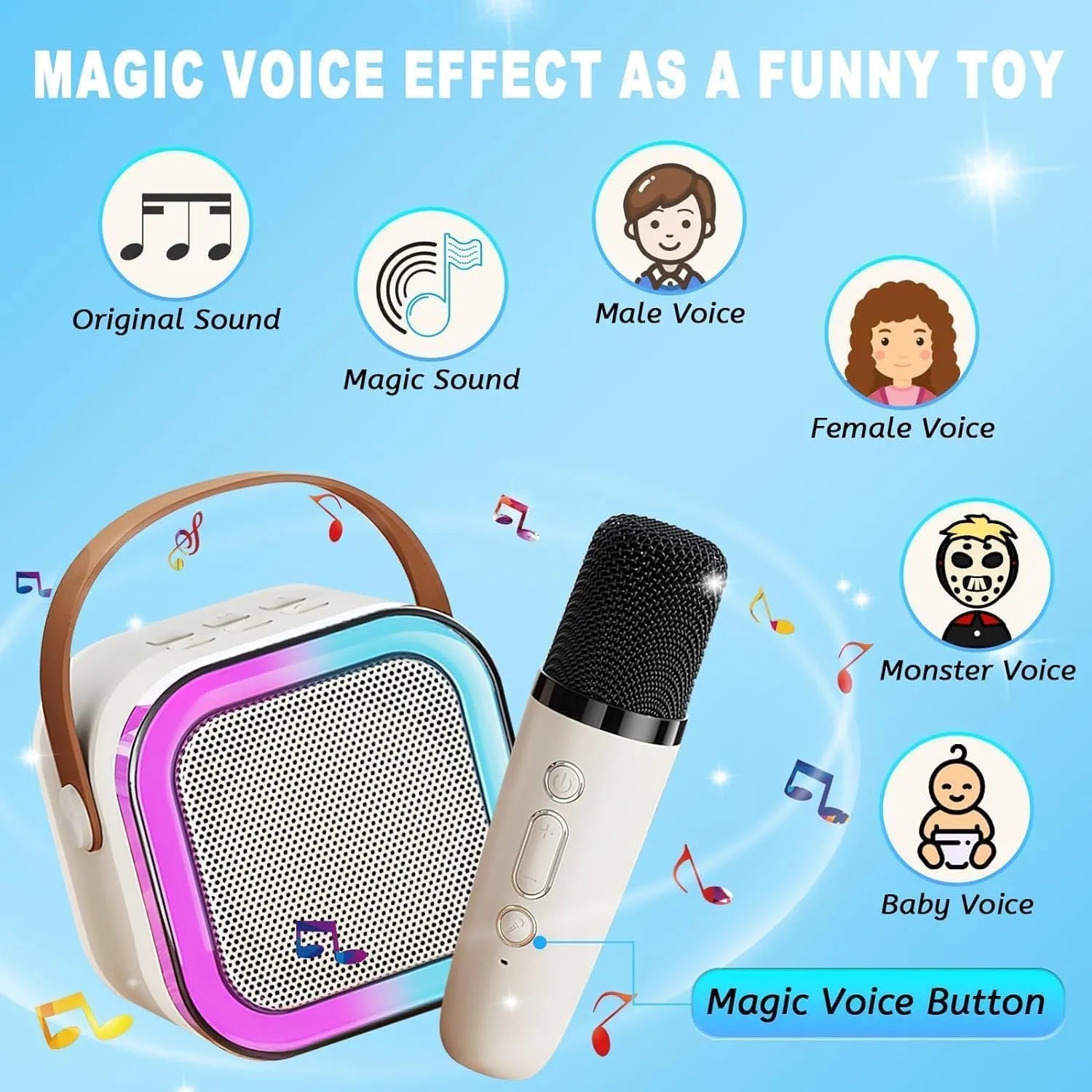 Rechargeable Wireless Karaoke Microphone with Built-in Bluetooth Speaker – 5-in-1 Mic for Singing, Parties, Family Fun & Travel