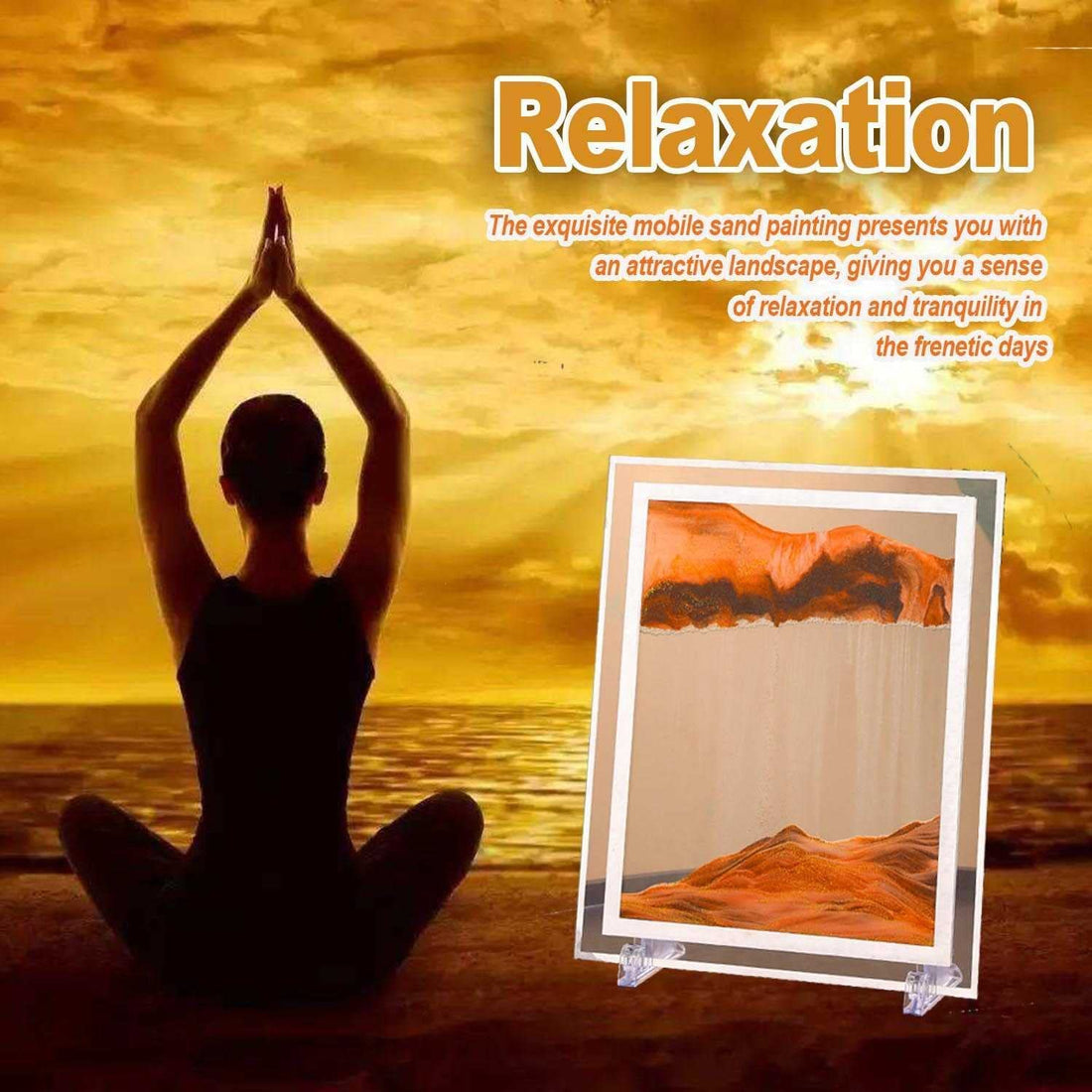 Moving Sand Art Picture 3D Deep Sea Sandscapes Sand Art Liquid Motion Bubbler Timer for Adult Kid Desktop Art Toys for Home Decor and Office - Kalesh Monk