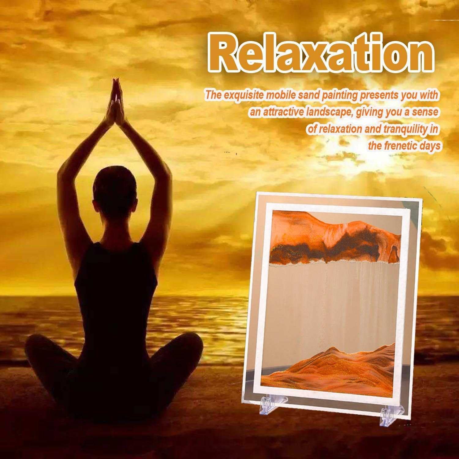 Moving Sand Art Picture 3D Deep Sea Sandscapes Sand Art Liquid Motion Bubbler Timer for Adult Kid Desktop Art Toys for Home Decor and Office - Kalesh Monk